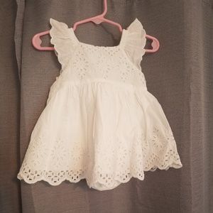 NWT White Eyelet Flutter Dress with Diaper Cover